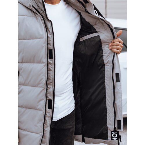 DStreet Men&amp;#039;s winter long jacket with hood quilted beige Slike