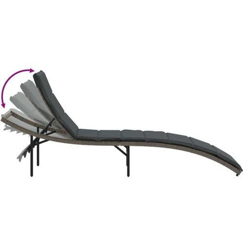  Ležaljka za sunčanje s jastukom siva 55 x 199 x 50 cm poliratan Slike