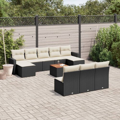 vidaXL 11-dijelni set vrtnih sofa od poliratana s jastucima crni Cijene