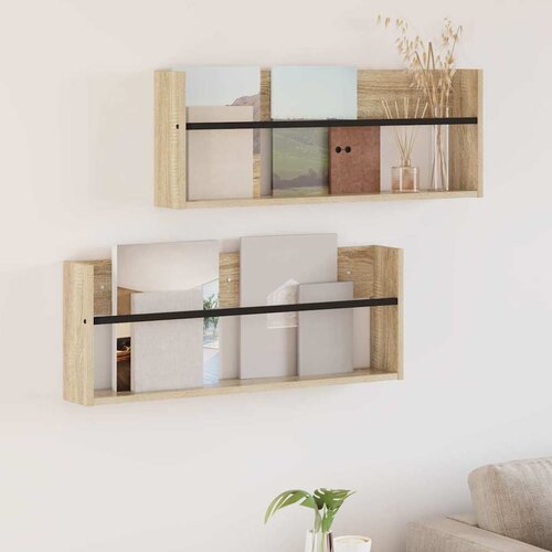  Polica za časopise s policom 2 pcs Sonoma hrast 80 x 12 x 30 cm Cene