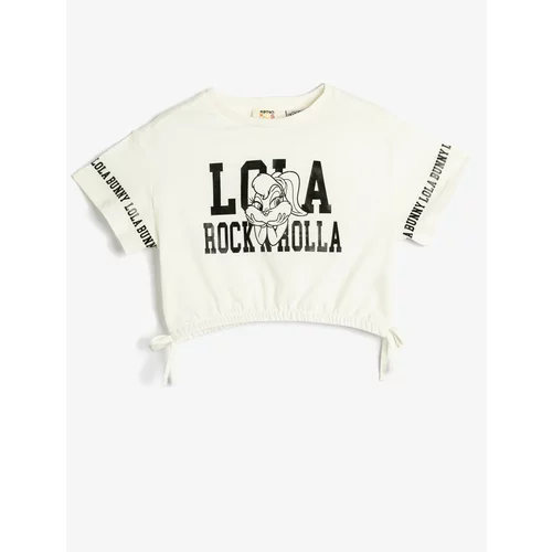 Koton Crop Oversize Lola Bunny T-Shirt Licensed Elastic Waist Tied Cotton