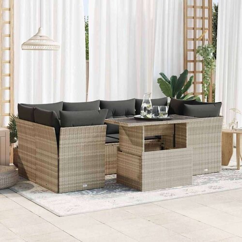 vidaXL 7-dijelni set vrtnih sofa svjetlosivi od poliratana Cijene