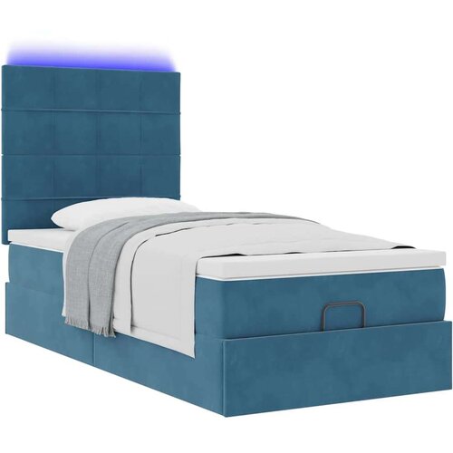 VidaXL okvir kreveta s madracima tamnoplavi 90x200cm bar&amp;scaron;unasti Slike