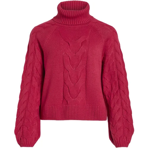 Vila VIOA L/S CABLE ROLLNECK KNIT TOP/PB 14087553 Crvena