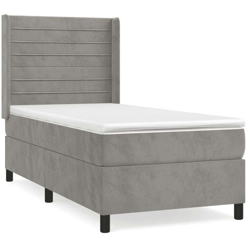 Box spring krevet s madracem svjetlosivi 90x190 cm bar&amp;scaron;unasti Slike