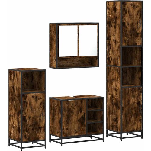 Maison Chic Kopalniška garnitura - Kopalniški sestavi 4-delna dimljeni hrast inženirski les, (21788413) Cene