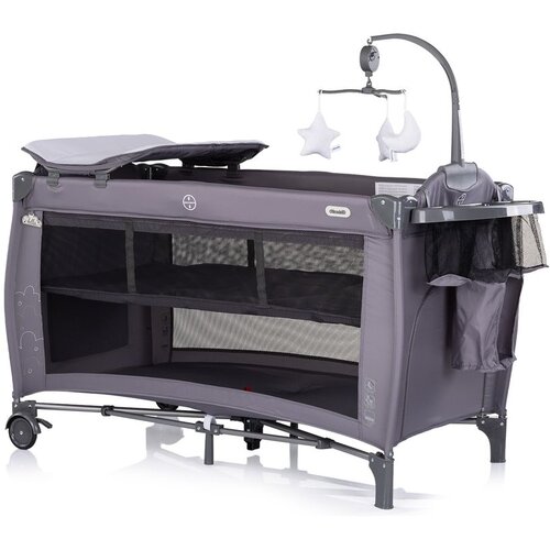 Chipolino putni krevetić s podlogom za prematanje Bella Charcoal Slike