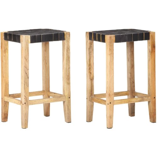 vidaXL Barski stolčki 2 kosa črno pravo usnje 75 cm Cene