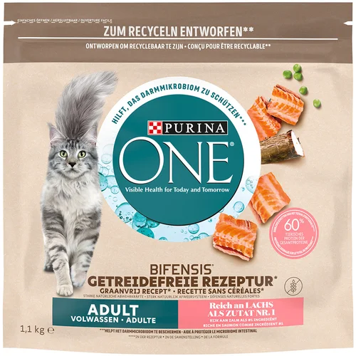 Purina ONE Grain Free Adult s lososom - 3 x 1,1 kg