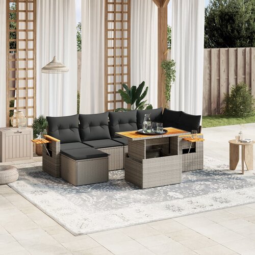 VidaXL 7-dijelni set vrtnih sofa sivi od poliratana Slike