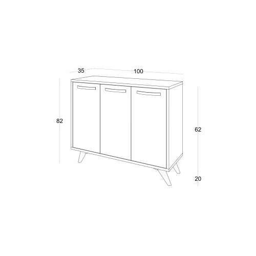 Hanah home Komoda Piffa 100x82x35cm Hrast-Antracit Slike