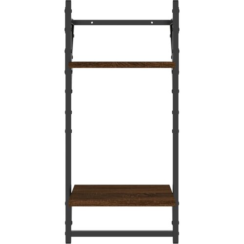  Zidne police s prečkama 2 kom smeđa boja hrasta 30x25x65 cm Slike