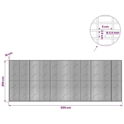  Gabion s žicom debljine 3 5 mm i mrežom 5x2 5 cm 550x10x200 cm - 10 cm 200 cm 550 cm Slike