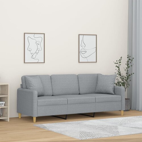 vidaXL Trosjed s ukrasnim jastucima svjetlosivi 180 cm od tkanine Cijene