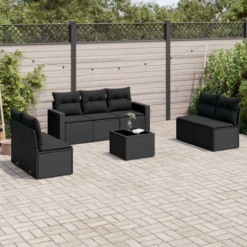  8-dijelni set vrtnih sofa od poliratana s jastucima crni Cijene