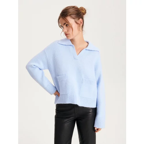 Reserved pulover z v-izrezom - modra