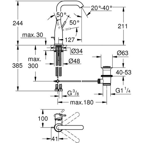 Grohe 32628DA1 Essence New visoka vrtljiva armatura za umivalnik Slike