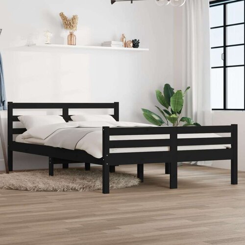  Posteljni okvir črn iz trdnega lesa 150x200 cm 5FT Slike
