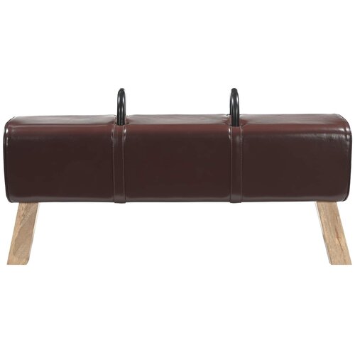  Klupa Tamno smeđa 110 x 30 x 45 cm Prava koža Slike