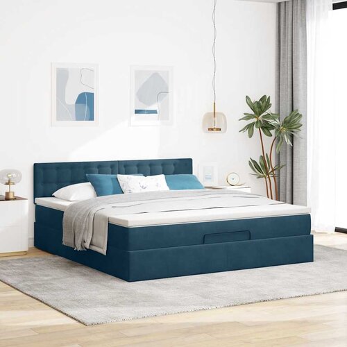  Otomanski krevet s madracem tamnoplavi 180x200 cm bar&amp;scaron;unasti Slike