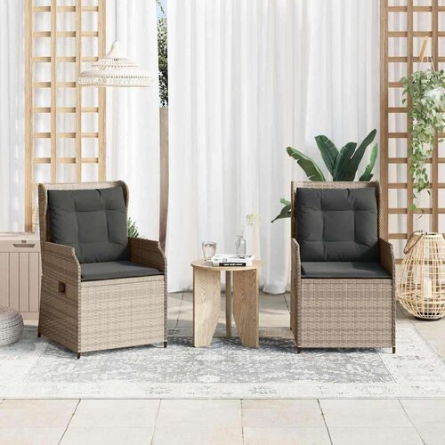 vidaXL Vrtna klop z blazino 2 pcs Svetlo siva Poly ratan Cene