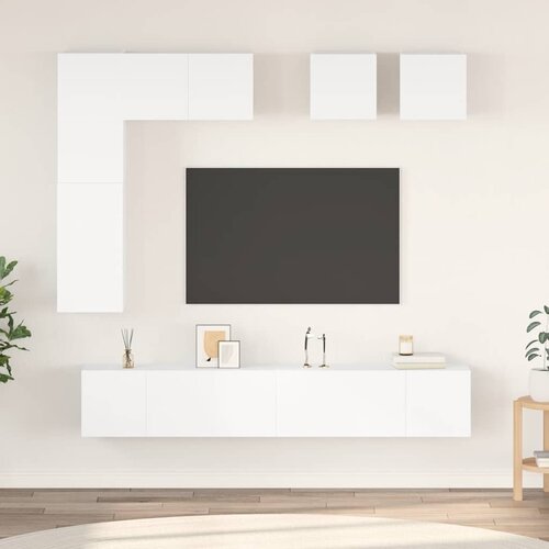  8-dijelni set TV ormarića bijeli od konstruiranog drva Cene