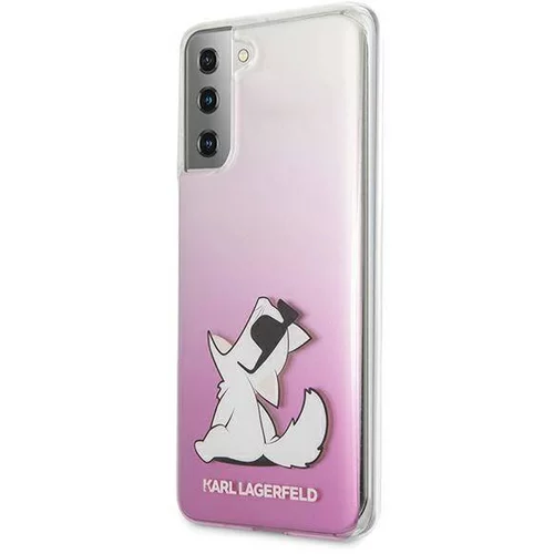 Karl Lagerfeld Originalen ovitek KLHCS21SCFNRCPI za Samsung Galaxy S21 G991 prozorno pink trda zaščita - Choupette Fun