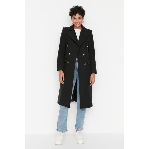Trendyol Black Belted Button Closure Cachet Coat Slike