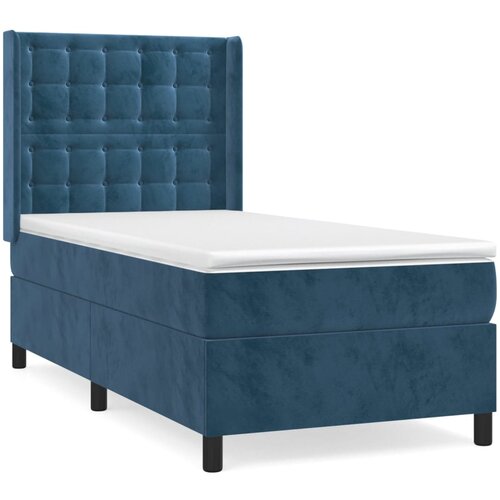 vidaXL Box spring postelja z vzmetnico temno modra 90x200 cm žamet, (20893202) Cene