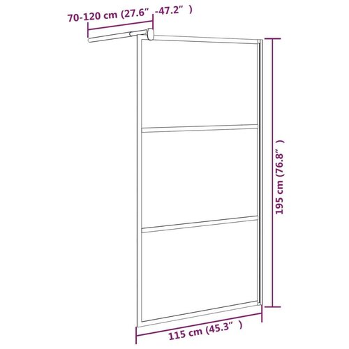 VidaXL Pregrada za tu&amp;scaron; 115 x 195 cm s napola mutnim staklom ESG crna Slike