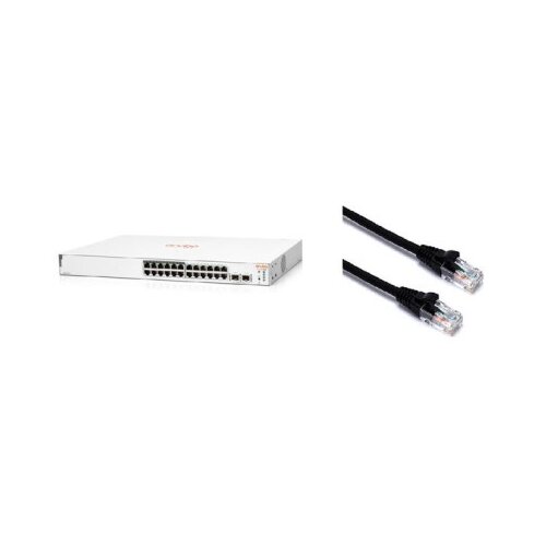 Hp Aruba 1830 24G 2SFP PoE 195W Switch + patch kabl, Cat6 0.5m ( 0001379801 ) Slike