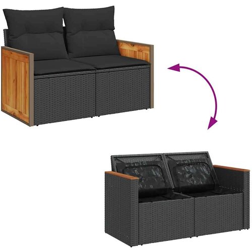 vidaXL 7-dijelni set vrtnih sofa od poliratana s jastucima crni bagrem Cene