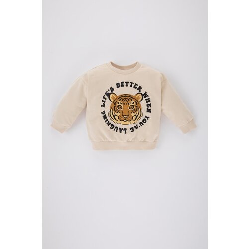 Defacto Baby Boy Crew Neck Tiger Pattern Sweatshirt Slike