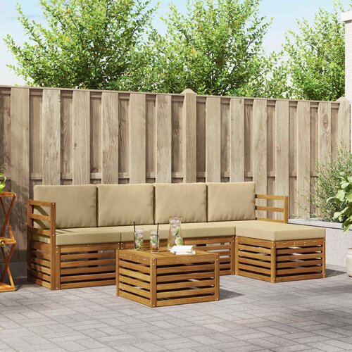  Set vanjskih sofa 6 kom. Prirodna i bež Bijela 59 x 59 x 37 cm Slike