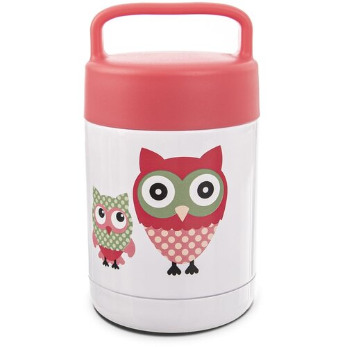 Orion Crvena/bijela dječja termosica 480 ml Sova &amp;ndash; Slike