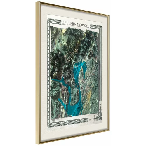  Poster - Raised Relief Map: Eastern Norway 30x45