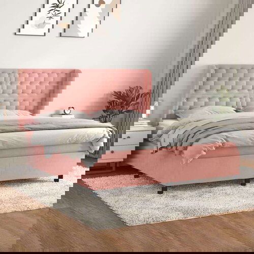  Krevet s oprugama i madracem ružičasti 180x200 cm baršunasti Cijene