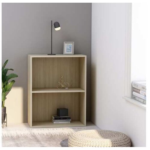 vidaXL Knjižna omara 2-nadstropna sonoma hrast 60x30x76,5cm iverna pl. Cene