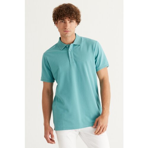 ALTINYILDIZ CLASSICS Men's Petrol 100% Cotton Roll-Up Collar Slim Fit Slim Fit Polo Neck Short Sleeved T-Shirt. Slike