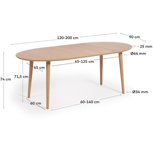 Kave Home Raztegljiva jedilna miza v hrastovem dekorju 90x120 cm Oqui &amp;ndash; Slike