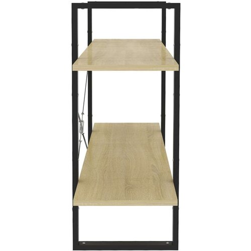 VidaXL Knjižna omara 2-nadstropna sonoma hrast 100x30x70 cm iverna pl. Slike