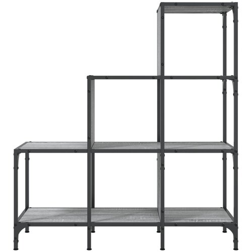  Regal za knjige siva boja hrasta 92x30x102 cm od drva i metala Slike