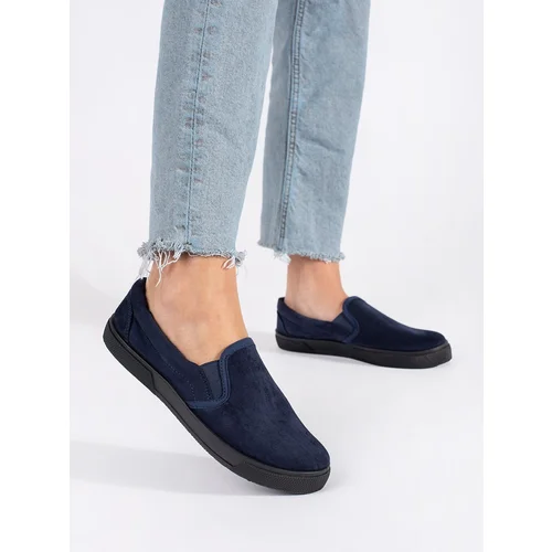 Shelvt Blue navy blue slip-on sneakers