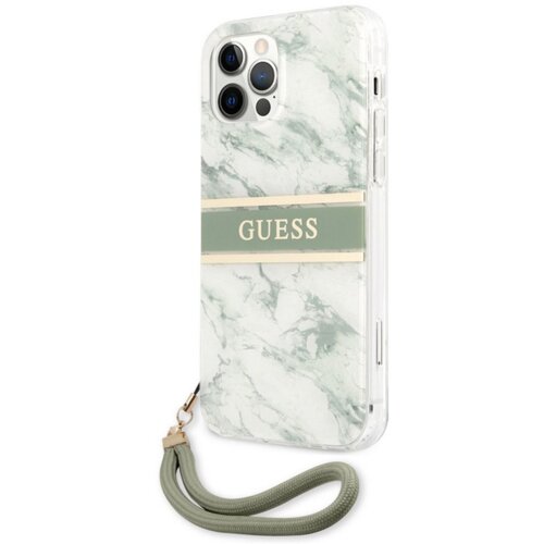 Maska Guess Marble Strap za iPhone 12/12 Pro (6.1) zelena Slike