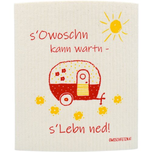  Gobasta krpa "s'Owoschn kann wartn - s'Lebn ned!" - rdeča/rumena Cene