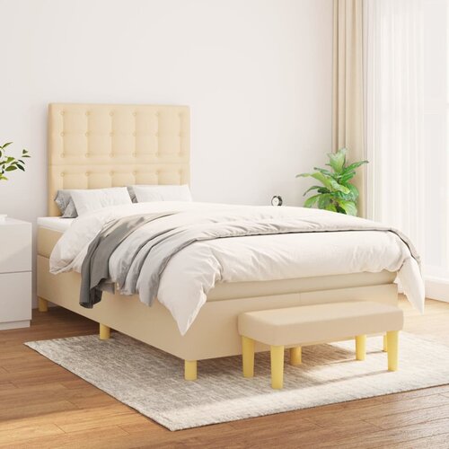 The Living Store Box spring postelja z vzmetnico krem 120x200 cm blago - Box Spring Postelja, (21514111) Slike