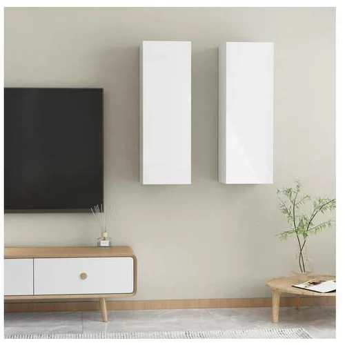  TV omarica 2 kosa visok sijaj bela 30,5x30x90 cm iverna plošča