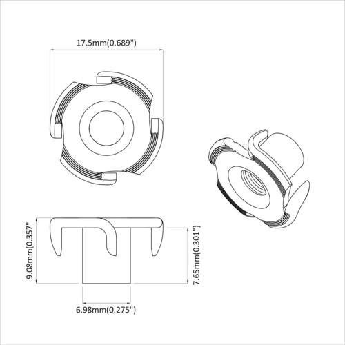  Urezana T-matica 2 pcs Srebrno M6 mm Čelik Slike