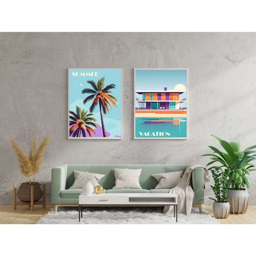 WALLXPERT Multikolor Dekorativna Ramirana MDF Slika (2 Komada) - 50 x 70 cm Cene