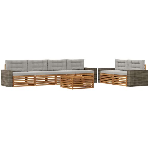 vidaXL Zunanja garnitura za sedenje 7 pcs Naravna in svetlo siva, (5000280951) Cene